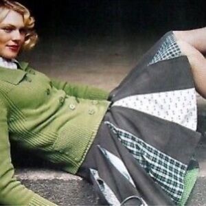 Elevenses Gray Multi Print Pleated A-Line Skirt
